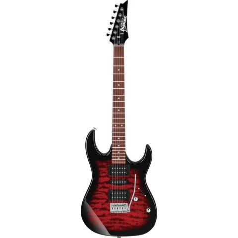 Ibanez GRX70QA Gio Transparent Red Burst front view